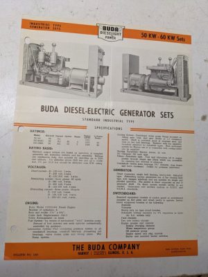 Buda Diesel Electric Generator Sets Specifications Sales Brochure 1948 50-60Kw
