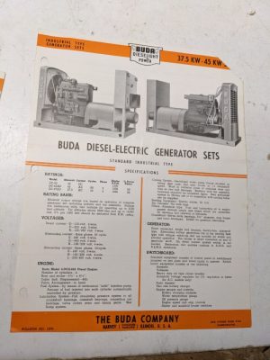 Buda Diesel Electric Generator Sets Specifications Sales Brochure 1948 37.5-45Kw