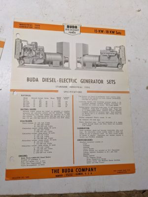 Buda Diesel Electric Generator Sets Specifications Sales Brochure 1948 18-20Kw