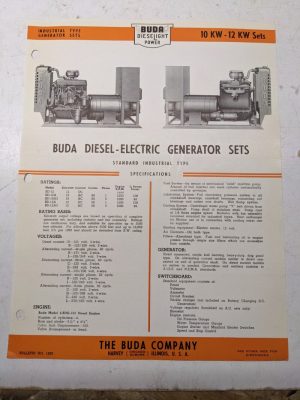Buda Diesel Electric Generator Sets Specifications Sales Brochure 1948 10-12Kw