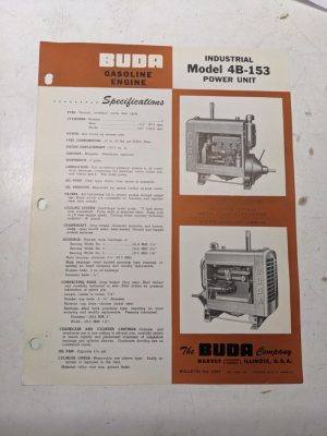 Buda Industrial Gasoline Power Unit Specifications Sales Engine 4B-153 1947