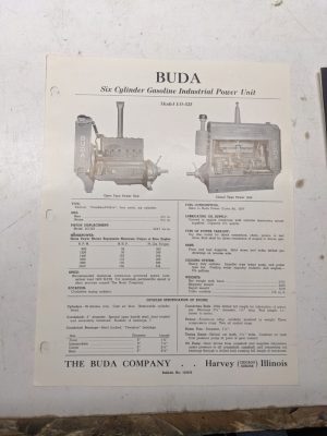 Buda Industrial Gasoline Power Unit Specifications Sales Engine Lo-525 1948