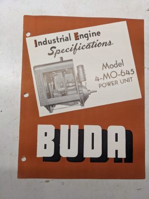 Buda Industrial Gasoline Power Unit Specifications Sales Engine 4-Mo-645 1947