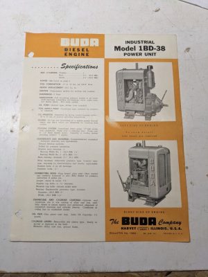 Buda Industrial Diesel Power Unit Specifications Sales Engine 1Bd-38 1948