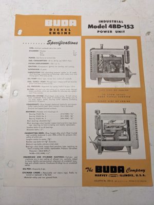 Buda Industrial Diesel Power Unit Specifications Sales Engine 4Bd-153 1947