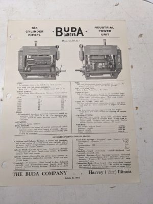 Buda Industrial Diesel Power Unit Specifications Sales Engine 6-Dt-317 1948