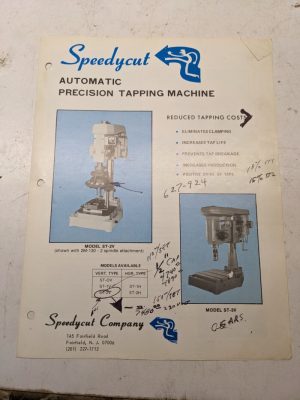 Speedycut Precision Tapping Machine Sales Brochure Specifications St-2V 3V 2H 3H