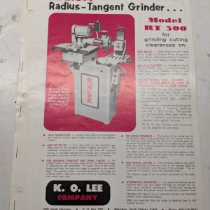 K.O Lee Sales Brochure Features Radius Grinder Rt 300 Sharpening Instruction