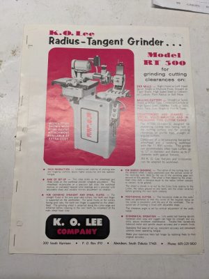 K.O Lee Sales Brochure Features Radius Grinder Rt 300 Sharpening Instruction