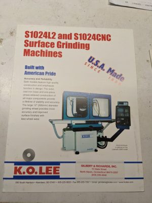 K.O. Lee Sales Brochure Features Specs S1024L2 S1024Cnc 1998 Grinding Machine