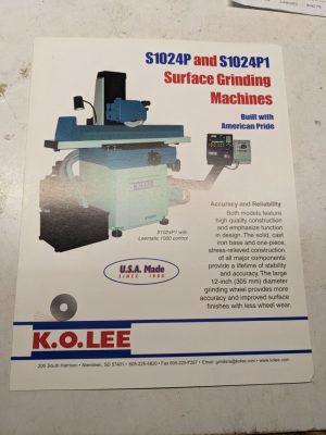 K.O. Lee Sales Brochure Features Specs S1024P S1024P1 1998 Grinding Machine