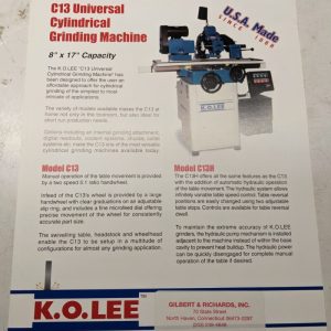 K.O. Lee Sales Brochure Features Specifications Grinding Machine C13 Series 1998