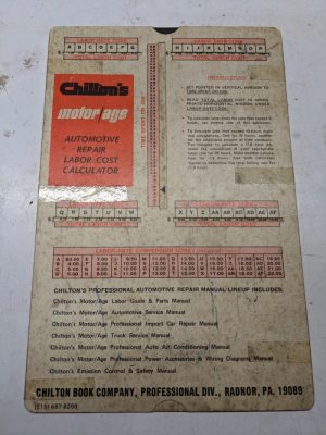 Chilton'S Motorage Automotive Repair Labor Cost Calculator 1973 Slide Chart