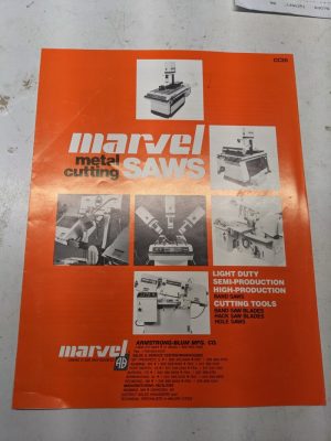 Marvel Metal Cutting Saws Production Sales Brochure Catalog Cc20 1993