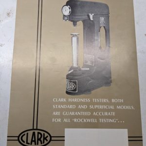 Clark Hardness Testers Rockwell Brochure Catalog Specifications Price List Chart