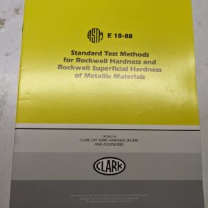 Clark Hardness Testers Rockwell Standard Test Methods Astm E 18-88 Dxt Series