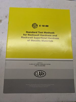 Clark Hardness Testers Rockwell Standard Test Methods Astm E 18-88 Dxt Series