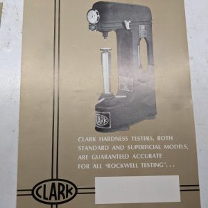 Clark Hardness Testers Rockwell Brochure Catalog Specifications 1968 Chart