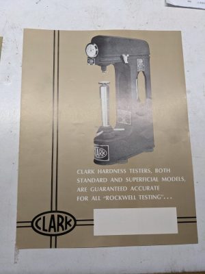 Clark Hardness Testers Rockwell Brochure Catalog Specifications 1968 Chart