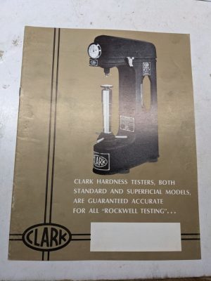 Clark Hardness Testers Rockwell Brochure Catalog Operations & Specs Manual