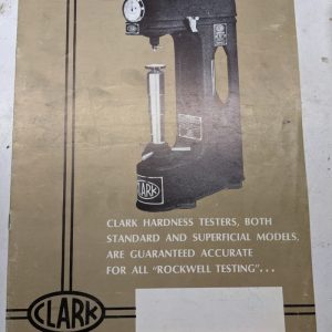 Clark Hardness Testers Rockwell Brochure Catalog Operating Instructions Specs