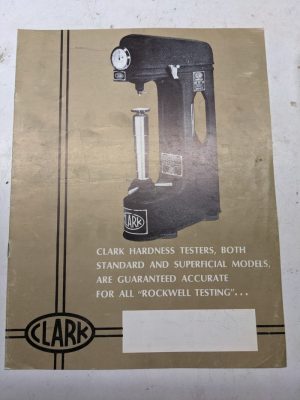 Clark Hardness Testers Rockwell Brochure Catalog Operating Instructions Specs