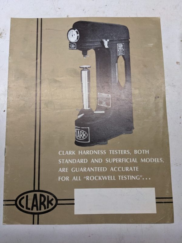 Clark Hardness Testers Rockwell Brochure Catalog Operating Instructions ...