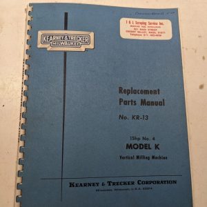 Kearney & Trecker Milwaukee Parts List Book Manual Kr-13 K Milling Machine #4