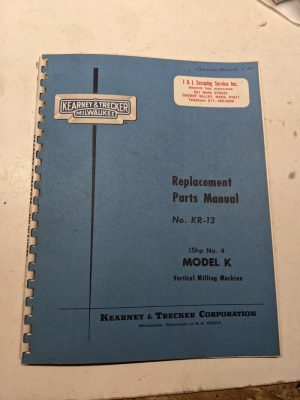 Kearney & Trecker Milwaukee Parts List Book Manual Kr-13 K Milling Machine #4
