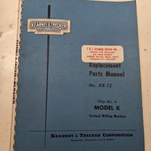 Kearney & Trecker Milwaukee Repair Parts List Book Manual Kr-13 K Vmc Milling #4