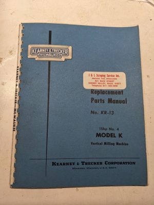 Kearney & Trecker Milwaukee Repair Parts List Book Manual Kr-13 K Vmc Milling #4