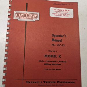 Kearney & Trecker Milwaukee Operators Manual Kc-12 Model K Milling Machine #4