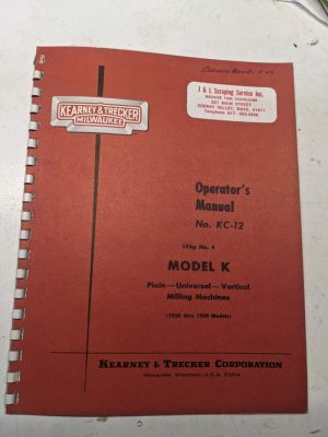 Kearney & Trecker Milwaukee Operators Manual Kc-12 Model K Milling Machine #4