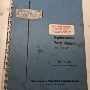 Kearney & Trecker Milwaukee Parts List Book Manual Kr-20 2K 3K Vmc Milling