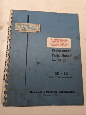 Kearney & Trecker Milwaukee Parts List Book Manual Kr-20 2K 3K Vmc Milling