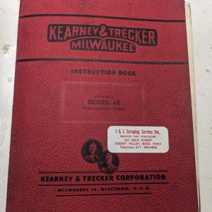 Kearney & Trecker Milwaukee Instruction Manual Kc-13 4K Milling Machine Model