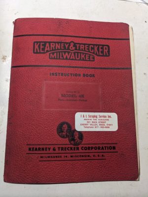 Kearney & Trecker Milwaukee Instruction Manual Kc-13 4K Milling Machine Model