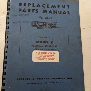Kearney & Trecker Milwaukee Parts List Book Manual Kr-12 Model K #4 Milling