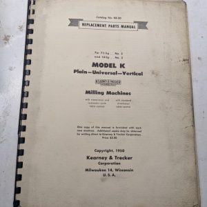 Kearney & Trecker Milwaukee Repair Parts List Book Manual Kr-20 Model K 2 3 1950