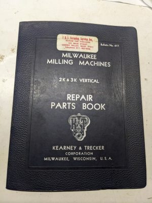 Kearney & Trecker Milwaukee Repair Parts List Book Manual 2K 3K Milling Machine