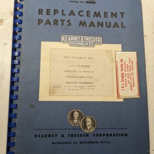 Kearney & Trecker Milwaukee Repair Parts List Book Manual Simplex Duplex Milling