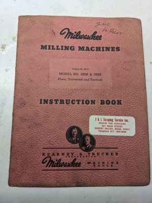 Kearney & Trecker Milwaukee Instruction Manual Ec10 2Km 3Km Milling Machine Book