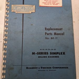 Kearney & Trecker Milwaukee Repair Parts List Manual Br-11 M-18 24 30 M Series