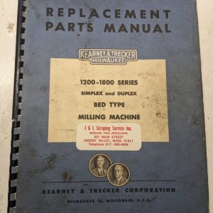 Kearney Trecker Milwaukee Repair Part List Manual Br-10 1200-1800 Series Milling