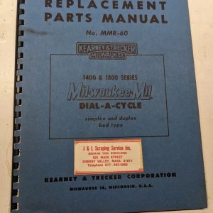 Kearney & Trecker Milwaukee Repair Parts List Manual Mmr-60 1400 1800 Milling