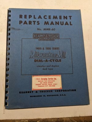 Kearney & Trecker Milwaukee Repair Parts List Manual Mmr-60 1400 1800 Milling