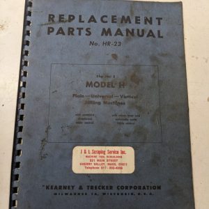 Kearney Trecker Milwaukee Repair Parts List Book Manual Hr-23 Model H #2 Milling