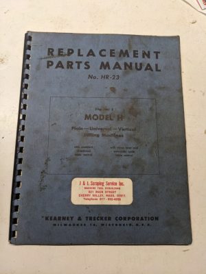 Kearney Trecker Milwaukee Repair Parts List Book Manual Hr-23 Model H #2 Milling