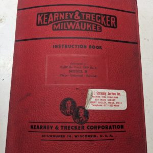 Kearney & Trecker Milwaukee Instruction Manual Model H Hc-14 #4 Milling Machine