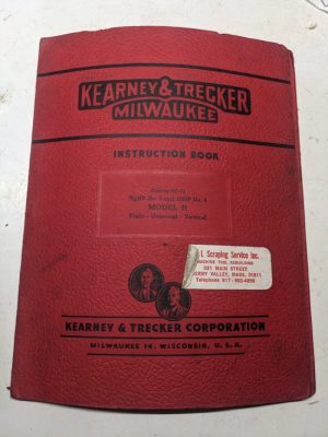 Kearney & Trecker Milwaukee Instruction Manual Model H Hc-14 #4 Milling Machine